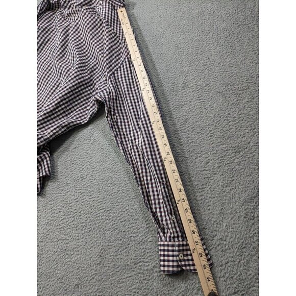 Billy Reid Shirt XL Standard Cut Linen Blend? Long Sleeve Button Colorful Check - Picture 11 of 14